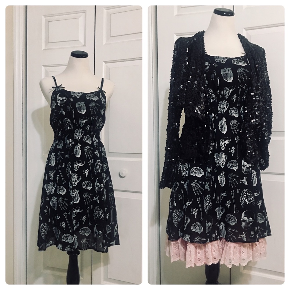 Sourpuss Rare Black Dress with Anatomical Print